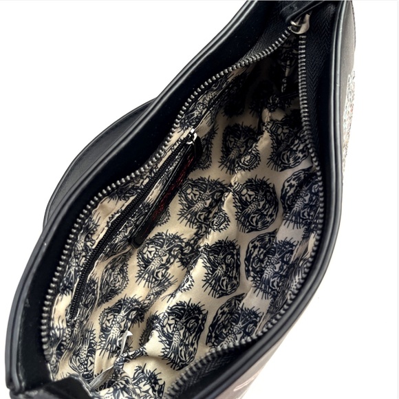 Ed Hardy Love Kills Slowly Leopard Tattoo Shoulder Bag Rhinestone Y2K Black